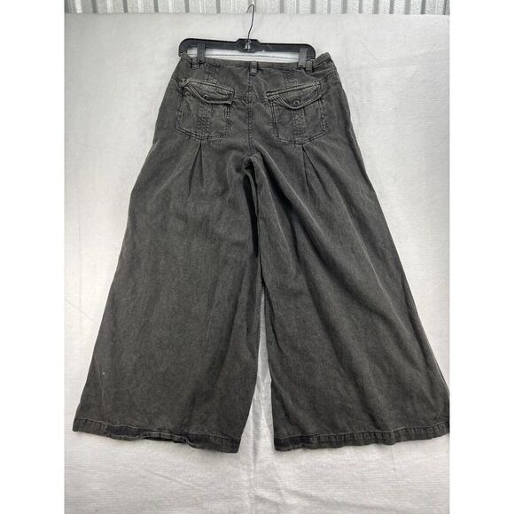 Free People Size 8 Black Midrise Wide Leg Pants New - Picture 6 of 8